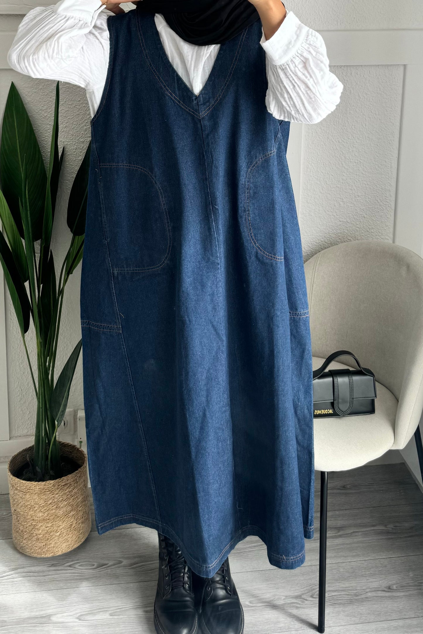 Robe salopette en jean