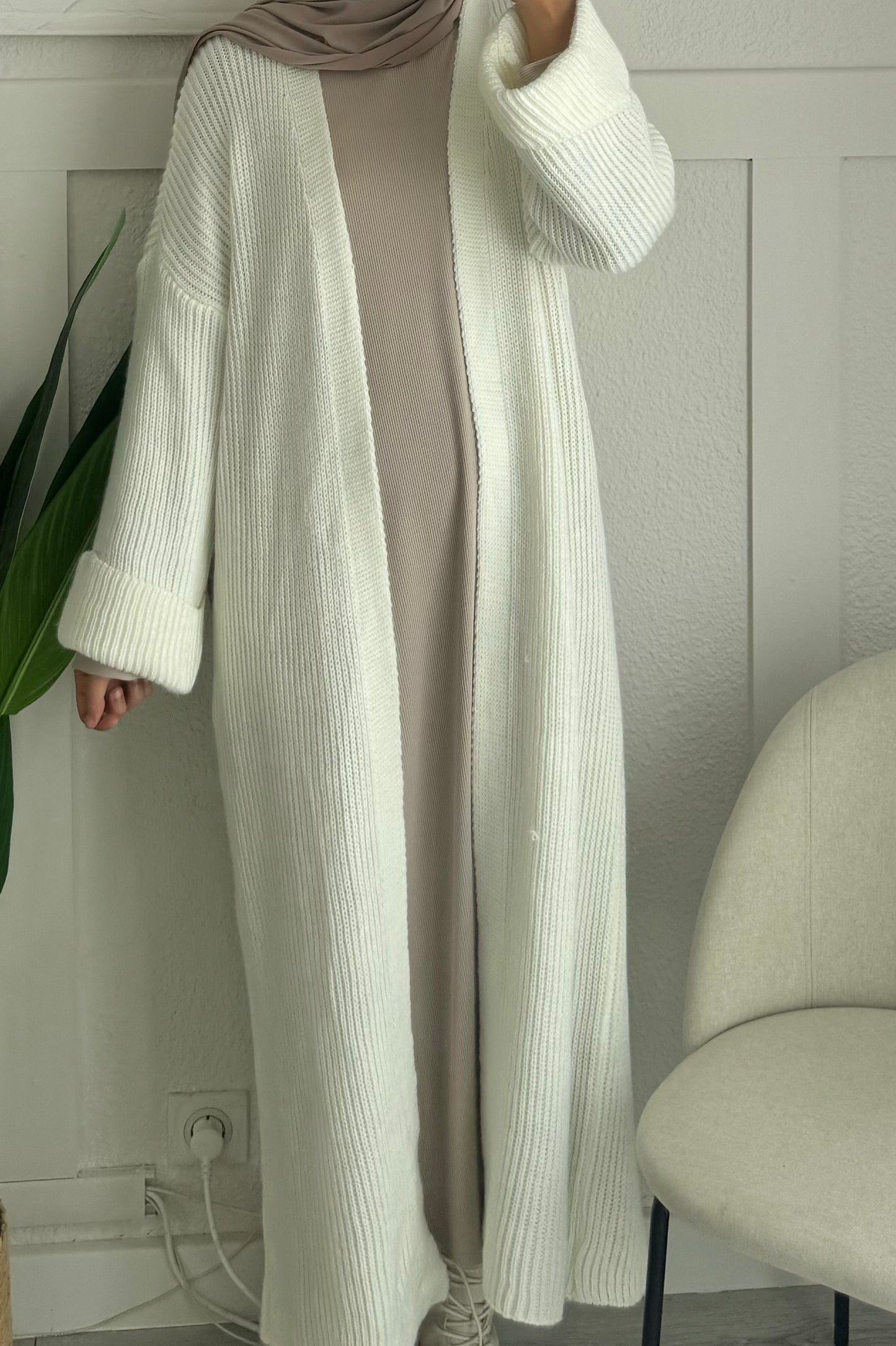 Long gilet blanc