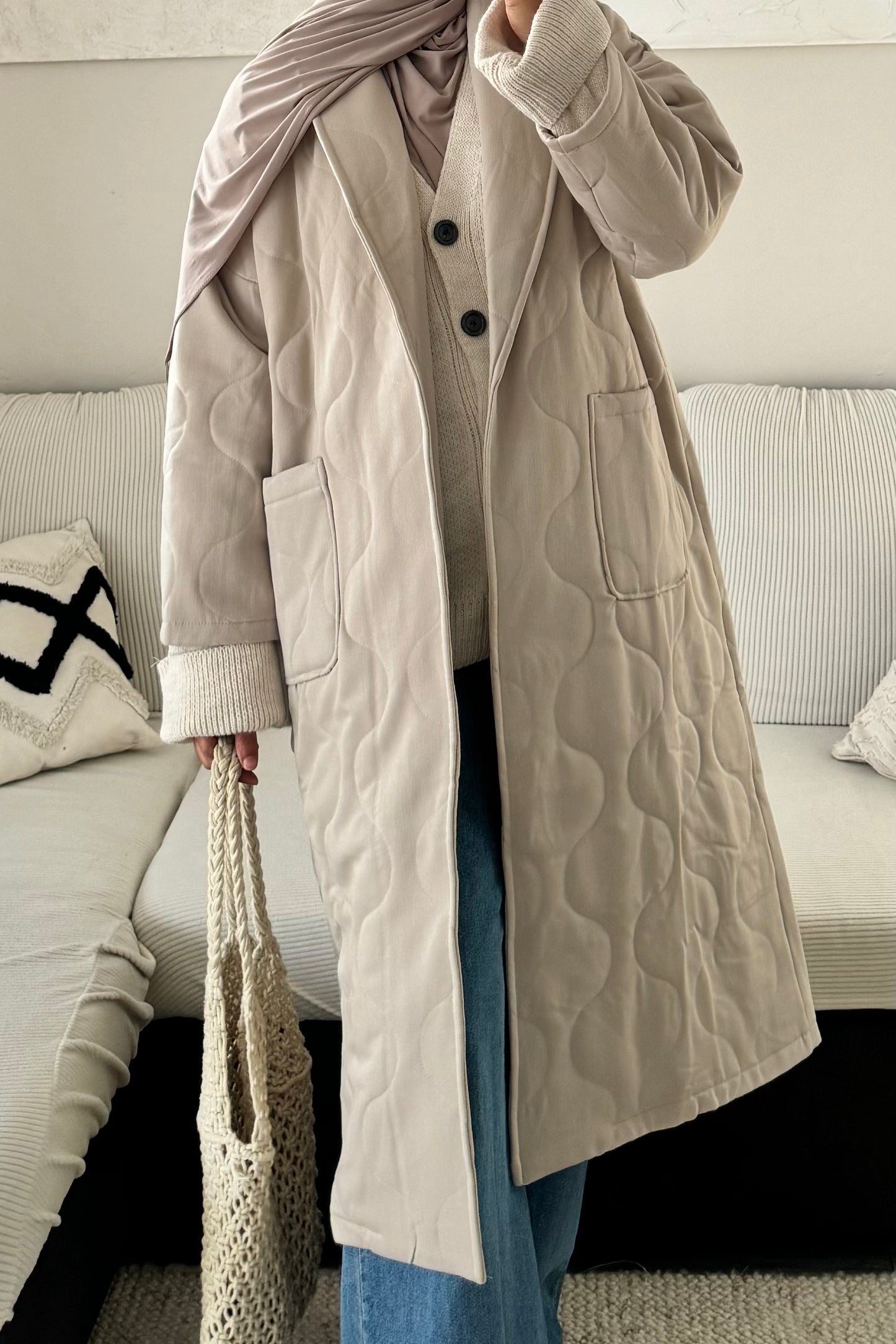 Manteau long matelassé